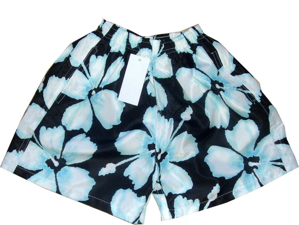 Boys Blue White Multi Floral Swimming Shorts