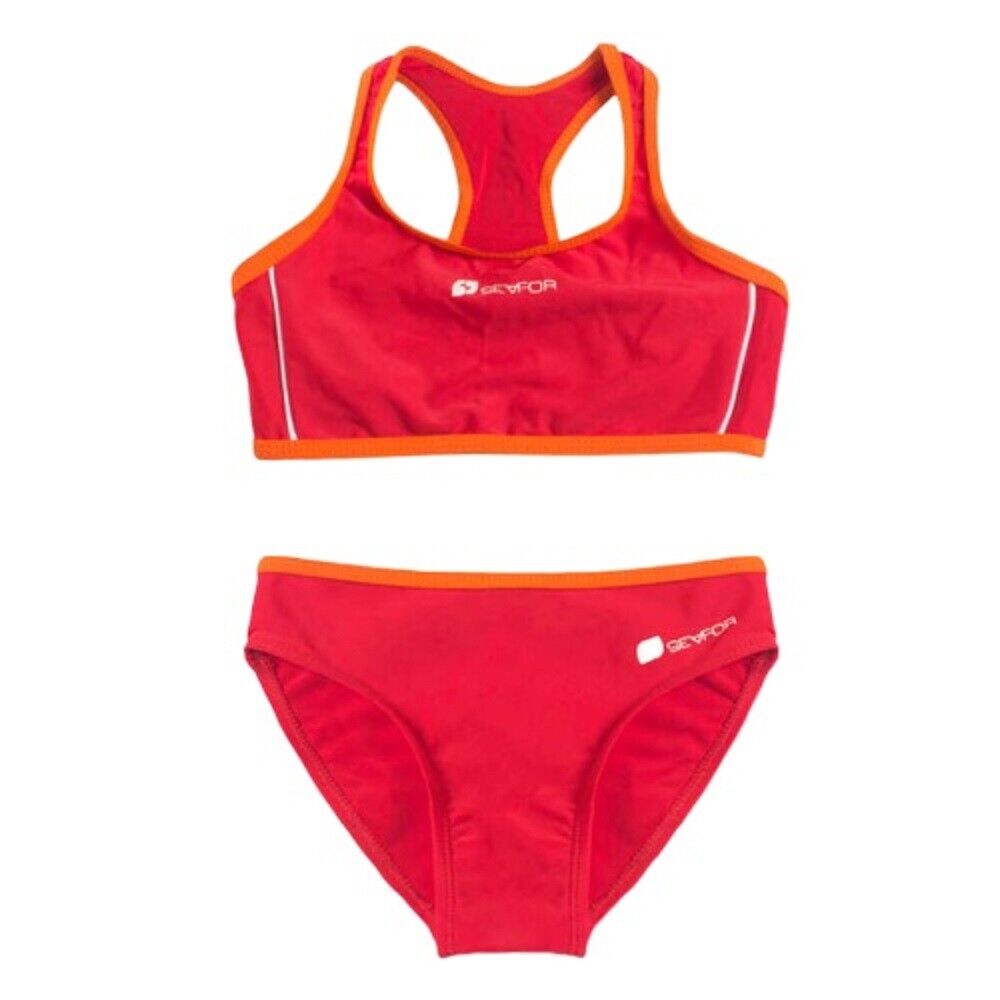 Girls Red Seafore Bikini Tankini Back Racer Top & Bottom 2pce Swimsuit