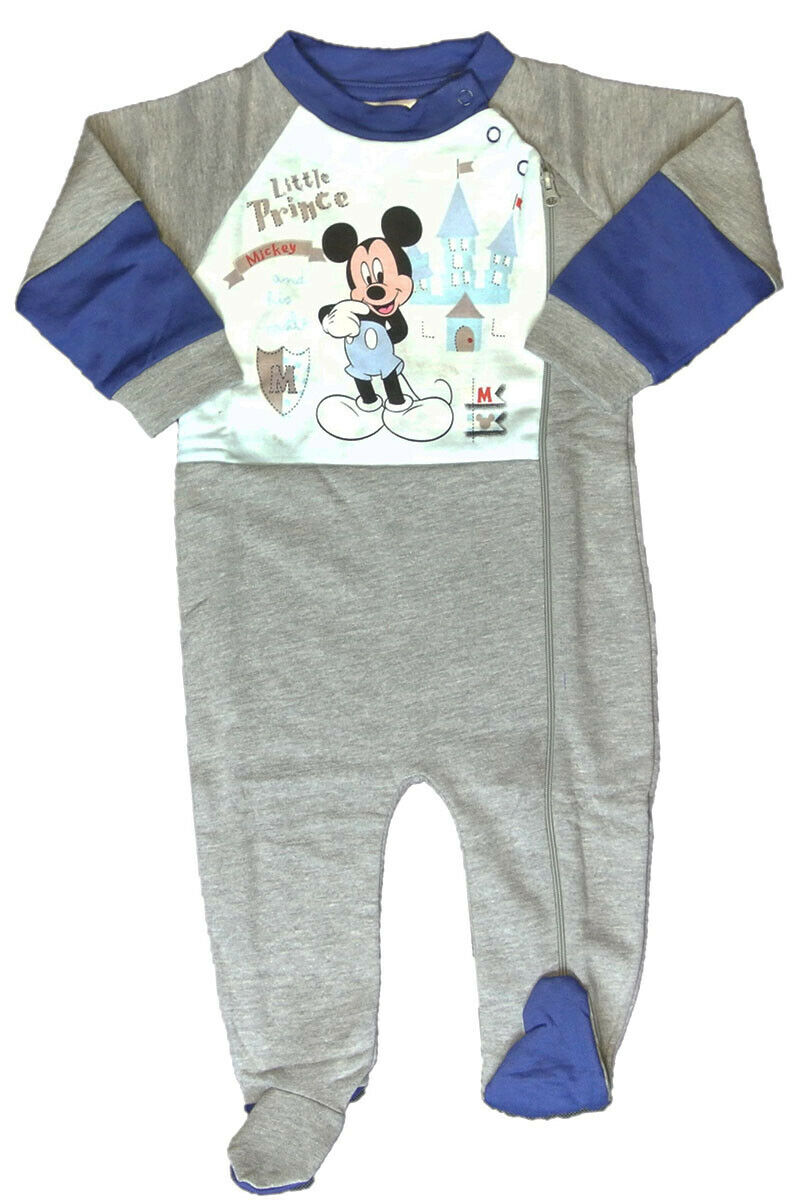 Grey Multi Disney Mickey Mouse Sleepsuit Boxed Gift