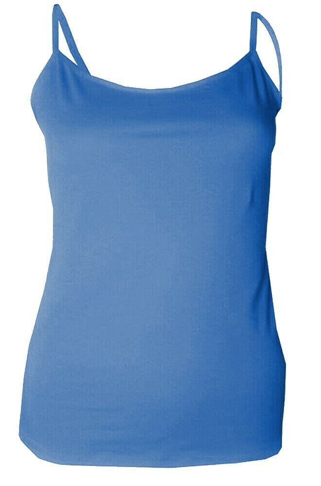 Navy Blue Plain Cotton Vest Strappy Top