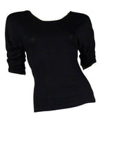 Load image into Gallery viewer, Black Round Neck Panelled Ruched Style Batwing

