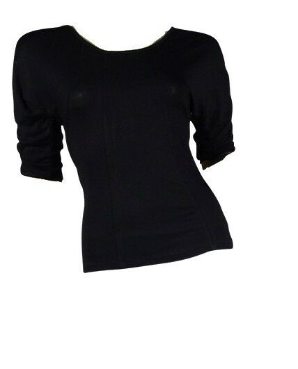 Black Round Neck Panelled Ruched Style Batwing