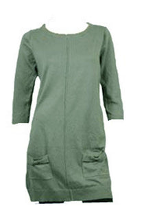 Olive Cotton Knitted 3/4 Sleeves Top Dress