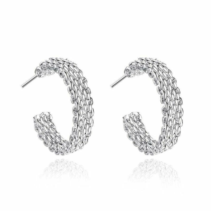 silver plated earrings Weaved Web Stud Earrings