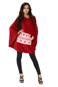 Red Super Soft Indoor Shawl Top Christmas Pullover