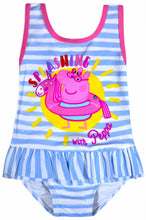 Load image into Gallery viewer, Girls Peppa Pig Stripe Splashing With Peppa Swimming Costume
