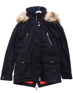 Girls Midnight Blue Detachable Furry Trim Hood Parka Winter Coats