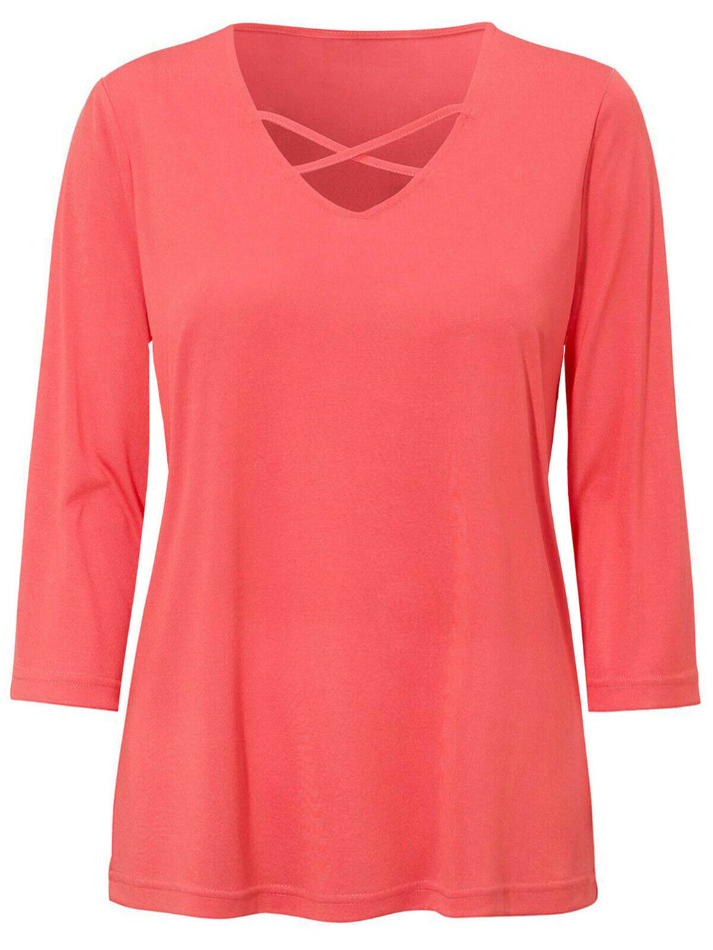 Coral Modal Blend Criss Cross Front Tunic Top