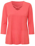 Coral Modal Blend Criss Cross Front Tunic Top