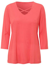Load image into Gallery viewer, Coral Modal Blend Criss Cross Front Tunic Top
