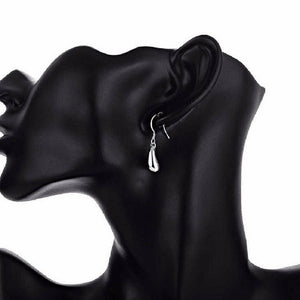 Ladies Girls Silver Plated Water Drop Cute Earrings