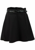 Black Skater Elasticated Waist Plus Belt Skirt