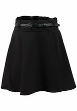 Load image into Gallery viewer, Black Skater Elasticated Waist Plus Belt Skirt
