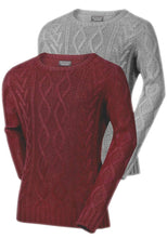 Load image into Gallery viewer, Grey &amp; Wine Thick Cable Knit Long Sleeve Jumper
