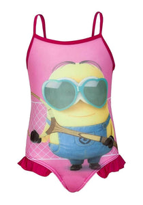 Girls Minion Pink Multi All in one Swimming Costume