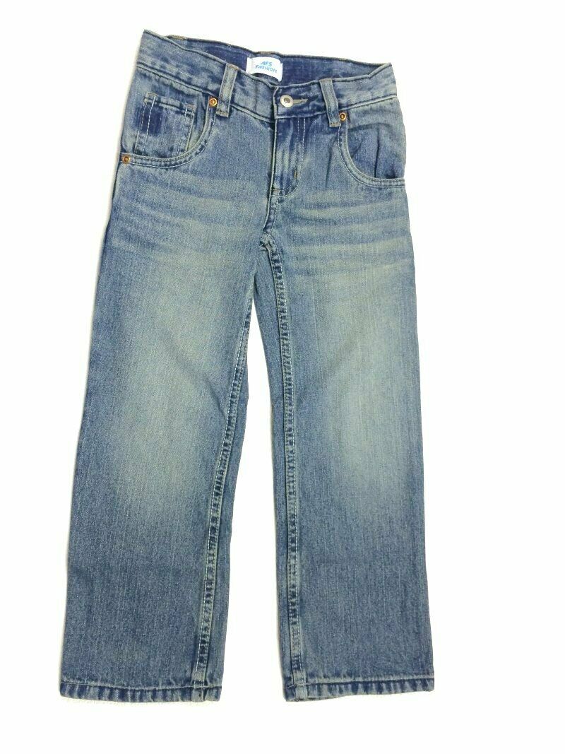 Boys Blue Dirty Wash Crinkle Effect Cotton Jeans