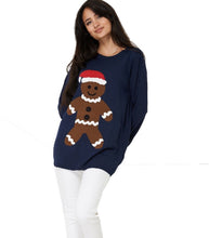 Load image into Gallery viewer, Unisex Navy Blue Cookie Print Xmas Novelty Jumper

