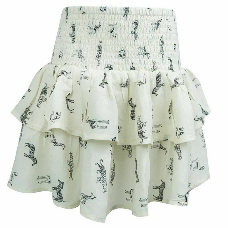 Cream Rara Zebra Giraffe Animal Print Cotton Skirt