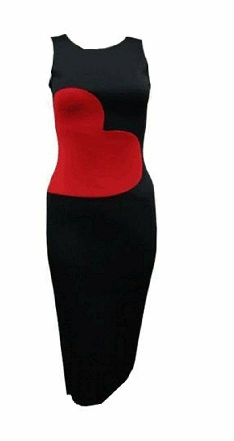 Black & Red Love Heart Shape Bodycon Dress