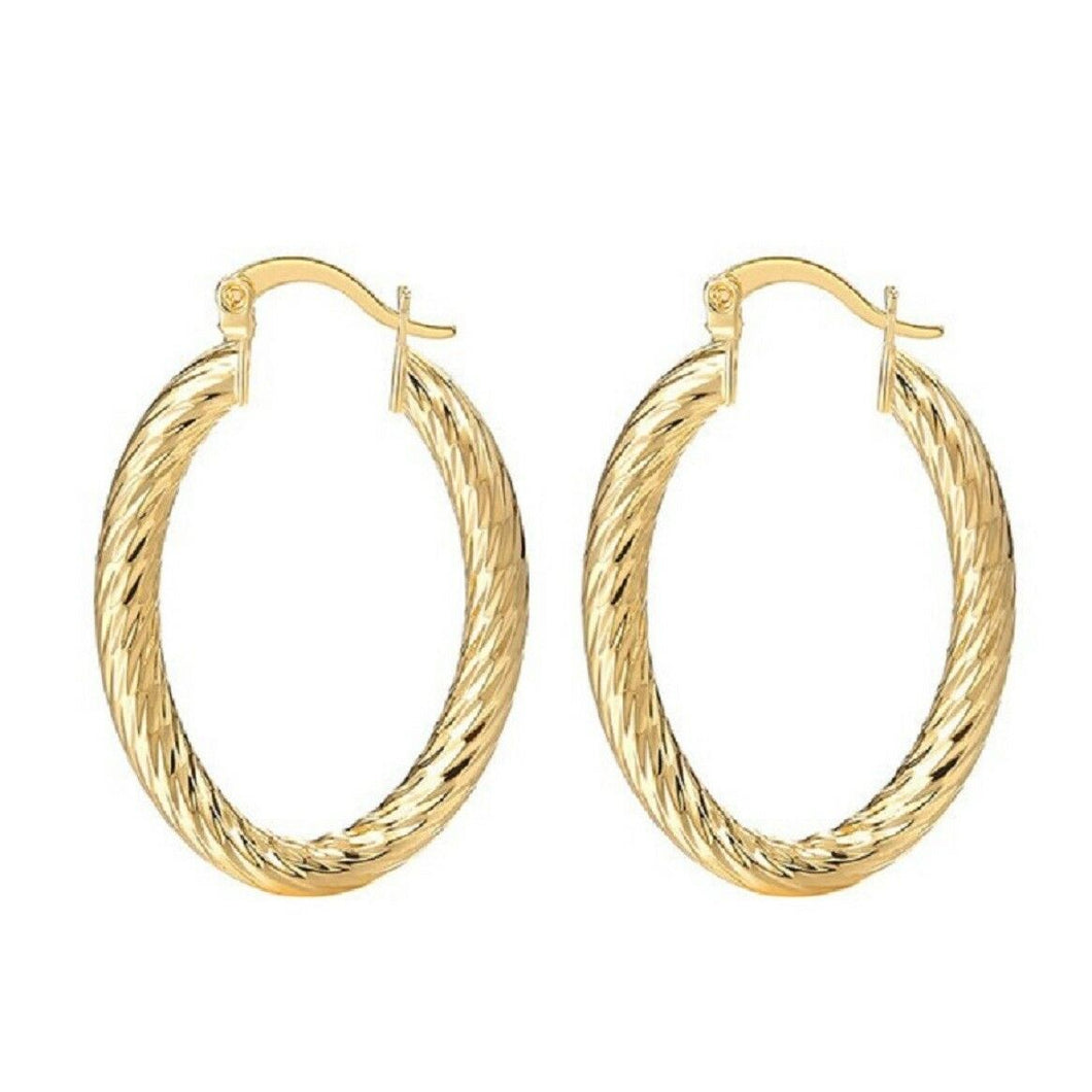 Oval Medium Gold Plated Twirl Earrings