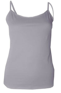 Grey Plain Cotton Vest Strappy Top