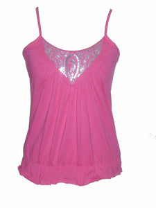 Rose Pink Embellished Strappy Vest Top