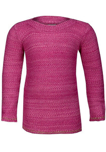 Girls Cerise Metallic Stripe Knitted Jumper