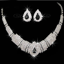 Load image into Gallery viewer, White &amp; Black Crystal Bling Rhinestone Chocker set
