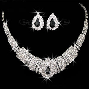 White & Black Crystal Bling Rhinestone Chocker set