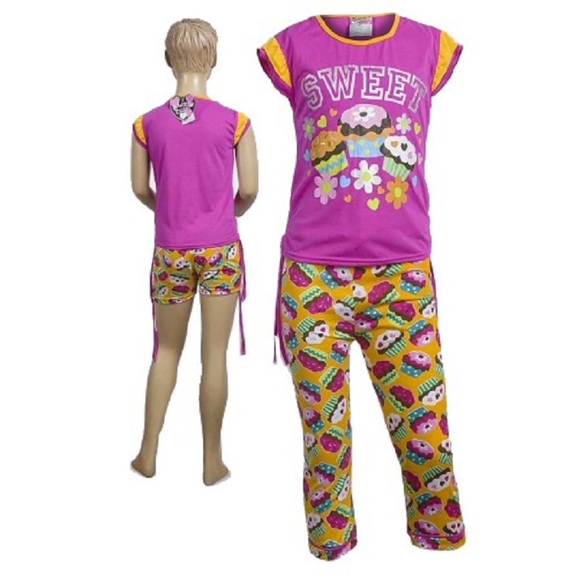 Cerise Multi Sweet & Sassy 3 Piece Pyjamas Set