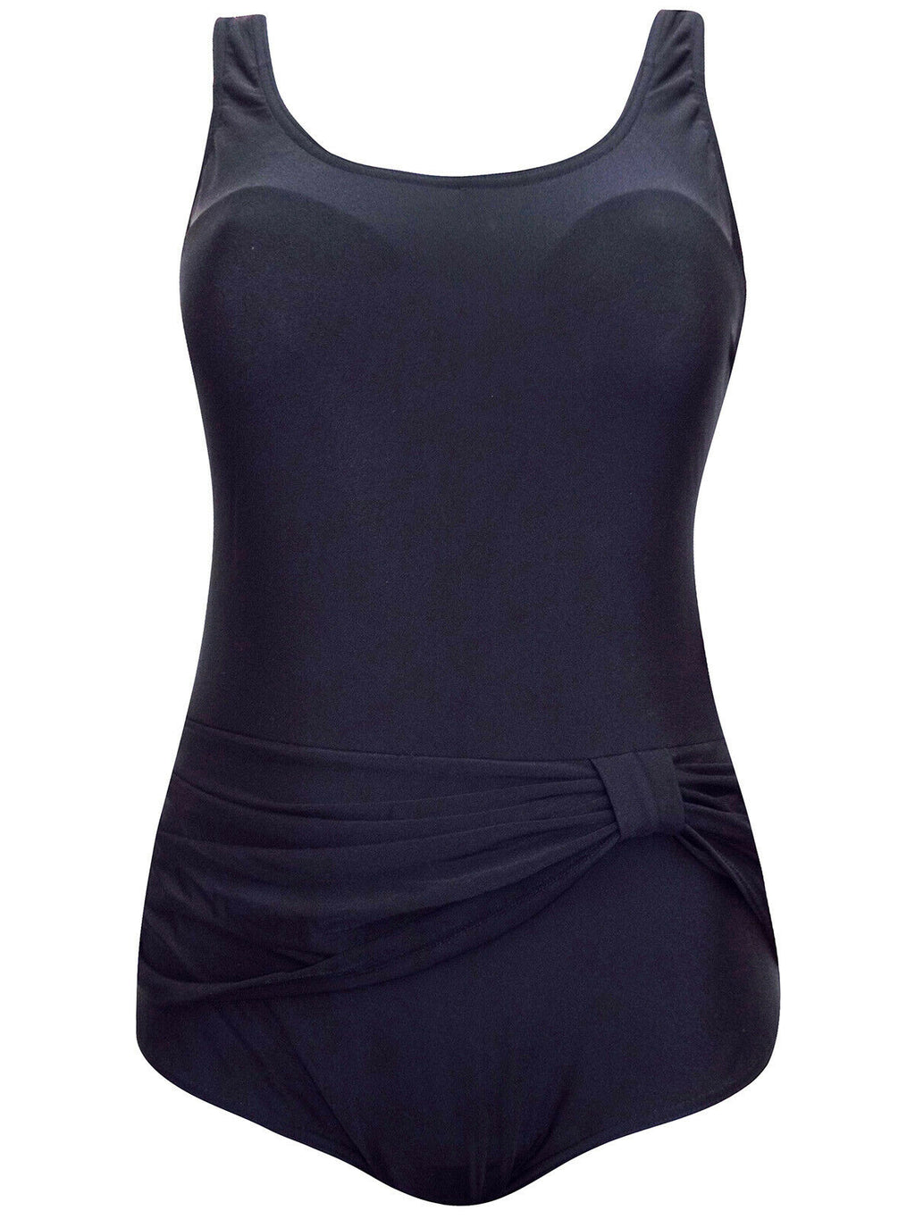 Black Beachcomber Scoop Back Ruched Front Padded Cup Swimsuit