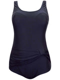 Black Beachcomber Scoop Back Ruched Front Padded Cup Swimsuit