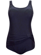 Load image into Gallery viewer, Black Beachcomber Scoop Back Ruched Front Padded Cup Swimsuit
