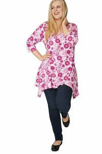 Pink Mulit Floral Print Plus Size Top