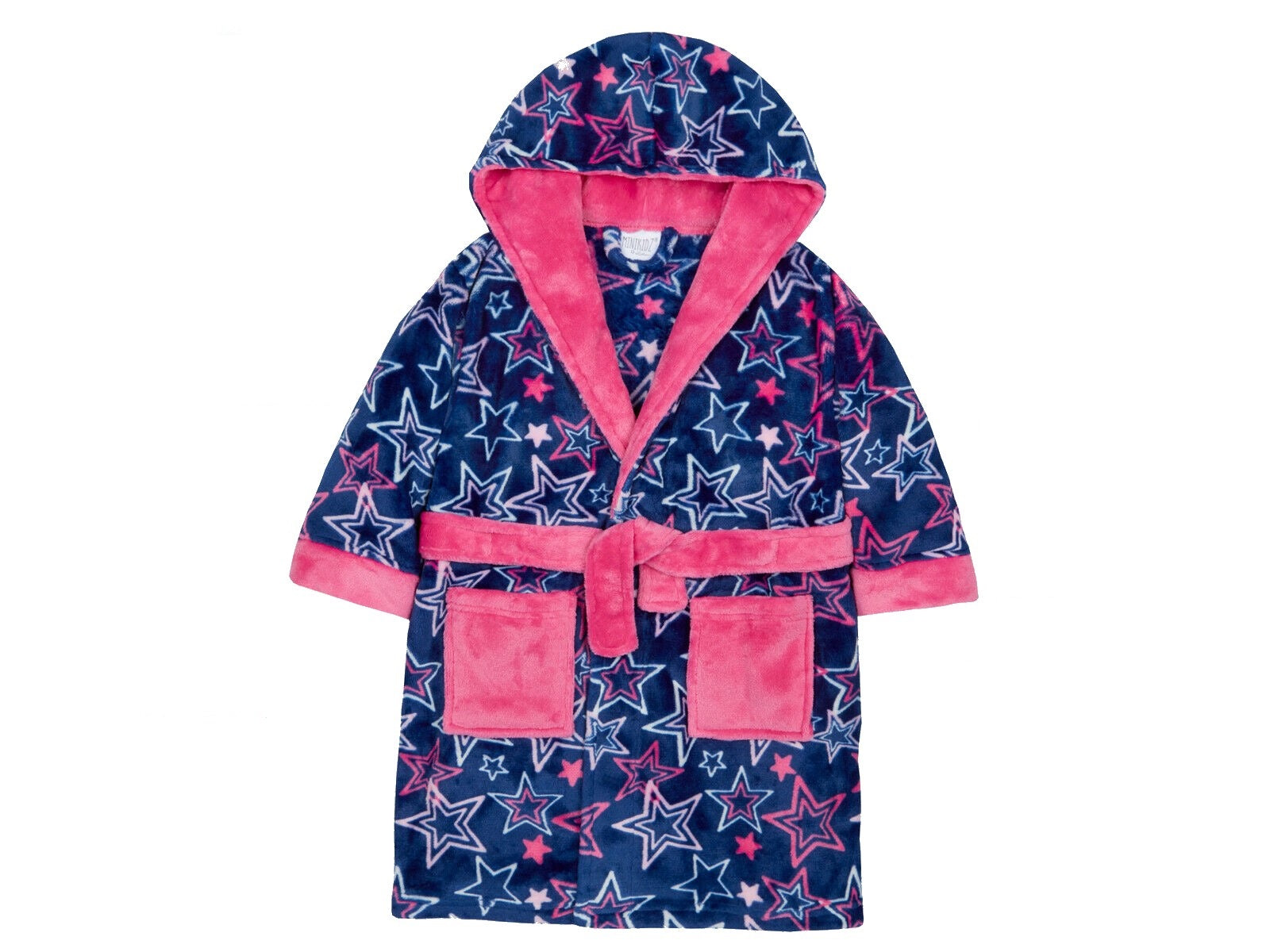 Girls Star Print Soft Fleece Dressing Gown Klassywear Girls Star Print Soft Fleece Dressing Gown Klassywear