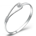 Elegant 925 Sterling Silver Clip On Floral Hook Style Bangle