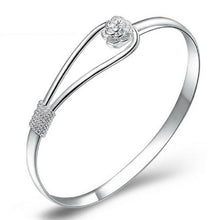 Load image into Gallery viewer, Elegant 925 Sterling Silver Clip On Floral Hook Style Bangle
