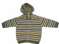 Dark Green Multi Striped Knitted Hooded Cardigan