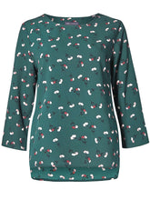 Load image into Gallery viewer, Teal Green Floral Round neck Swing Top
