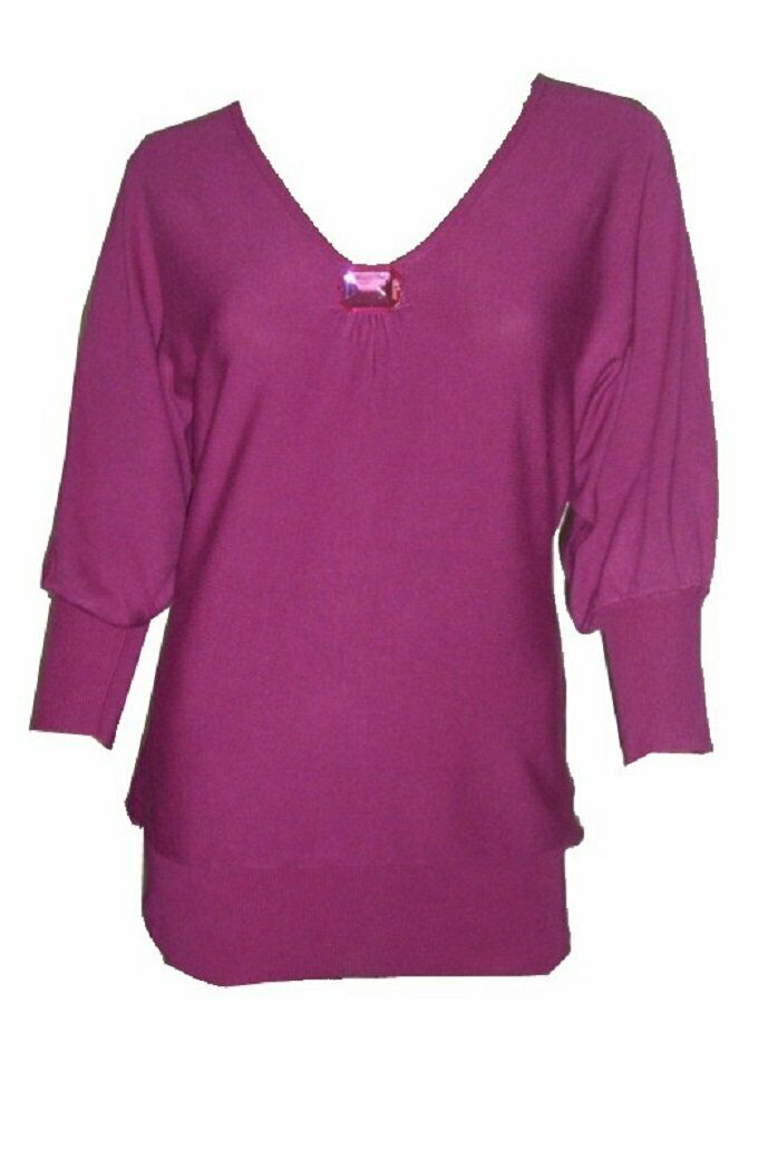 Velvet Rose Batwing Style 3/4 Sleeve Jumper