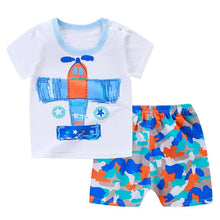 Load image into Gallery viewer, Toddler White Multi Plane Print T-shirt &amp; Matching Shorts
