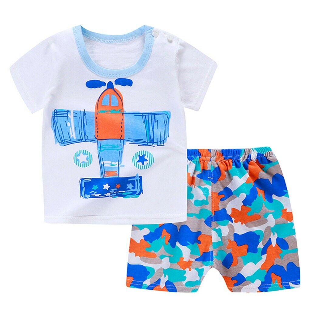 Toddler White Multi Plane Print T-shirt & Matching Shorts