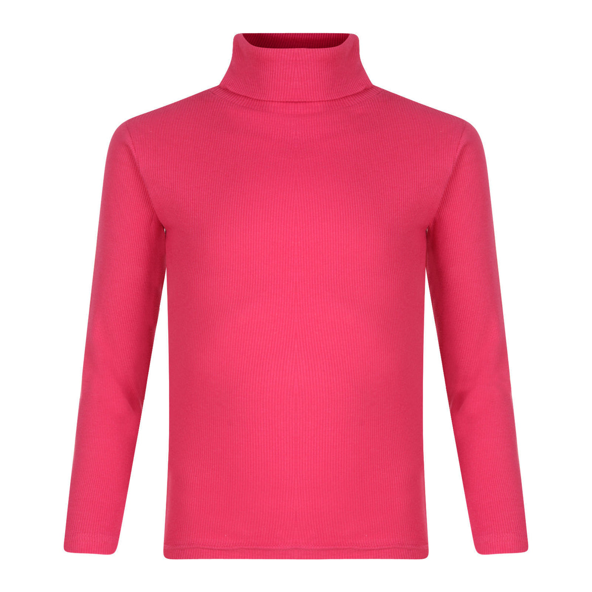 Girls Cerise Roll Neck Ribbed Knitted Longsleeve Jumper