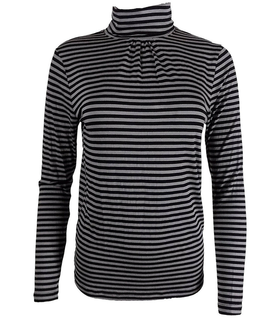 Black & Grey Roll Neck Plain Turtle High Neck Top Jumper