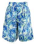 Boys Blue Multi Cargo Bay Leafy Bermuda Swimming Shorts