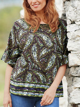 Load image into Gallery viewer, Multi Paisley Print 3/4 Sleeve Batwing Top
