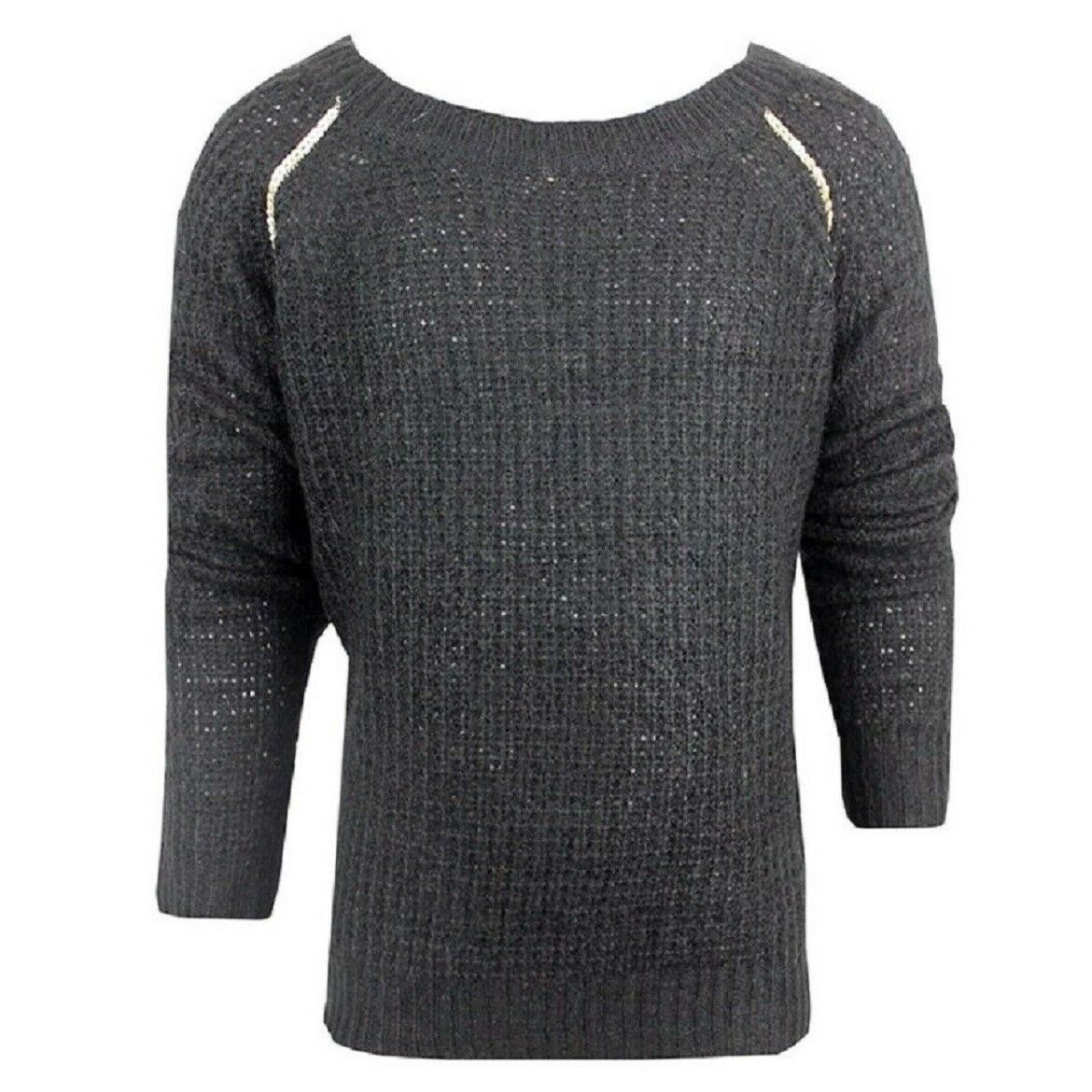 Girls Black Sequin Embellished Shoulder Soft Knitted Jumper