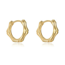 Load image into Gallery viewer, Small Hoop Bamboo Joint Shape Gold Filled Earrings
