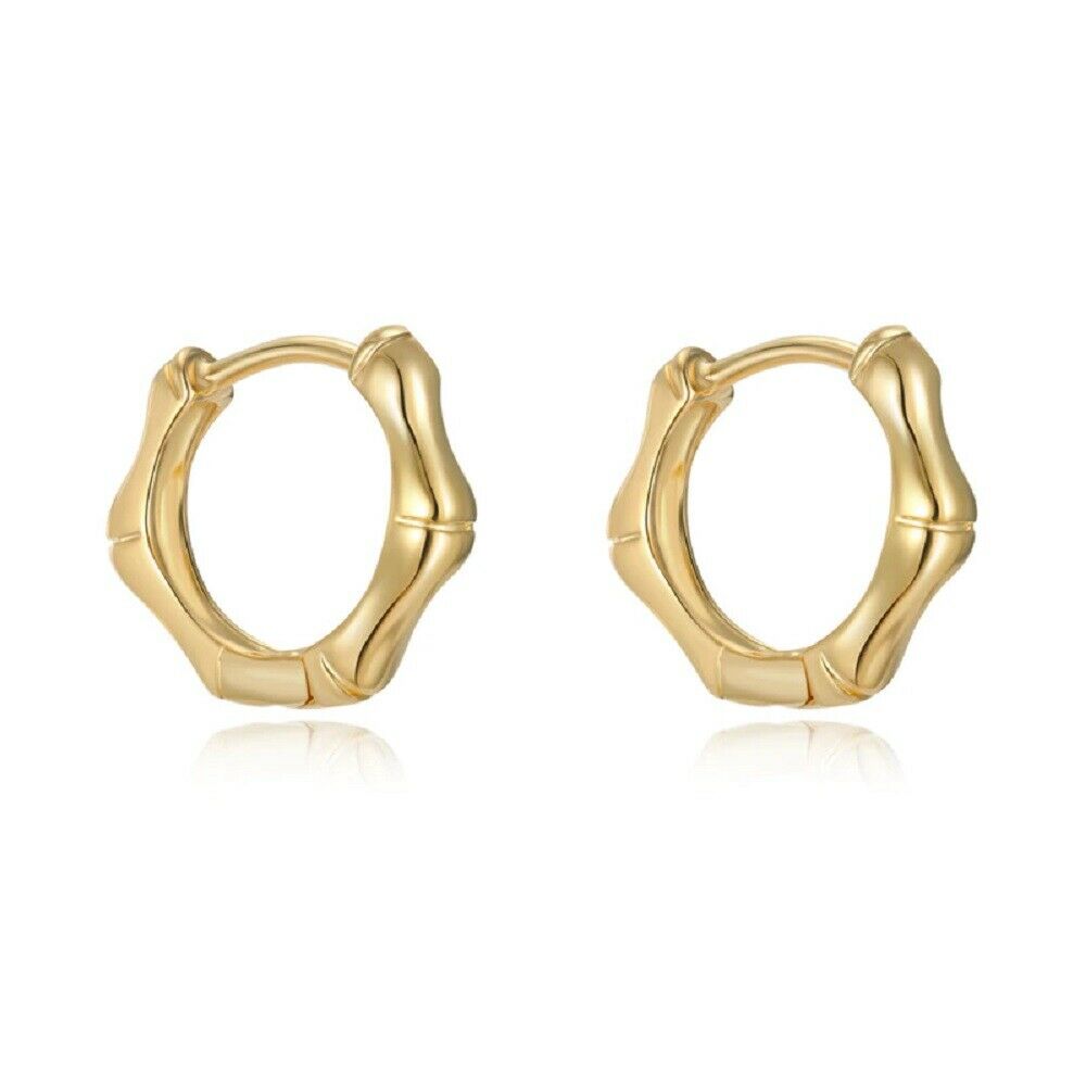 Small Hoop Bamboo Joint Shape Gold Filled Earrings