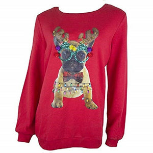 Red Christmas Sequined Glasses & Bells Sweatshirt